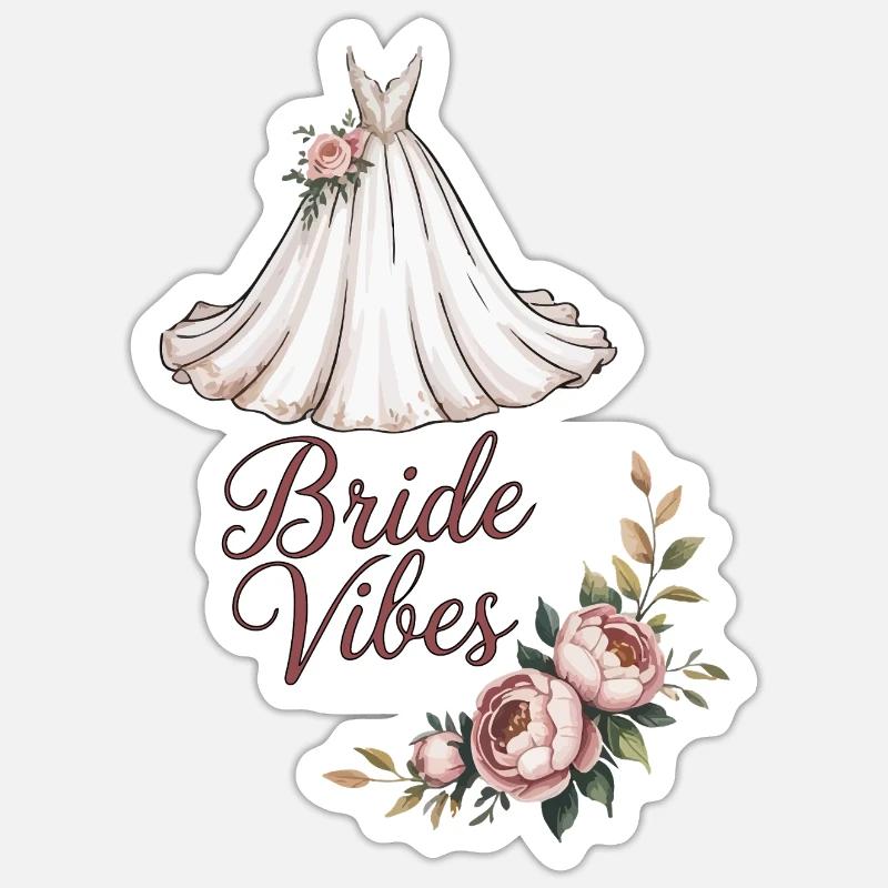Robe fleurie Bride Vibes - Sticker taille S (10 x 10 cm) - blanc mat
