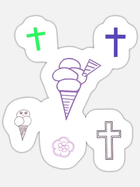 Eis Kreuz Kinder Eiskrem - Sticker Größe S (10 x 10 cm) - Mattweiß