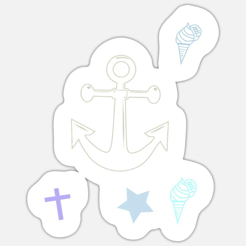 Maritim Anker Kreuz Eiscrem - Sticker size S (10 x 10 cm) - white matte