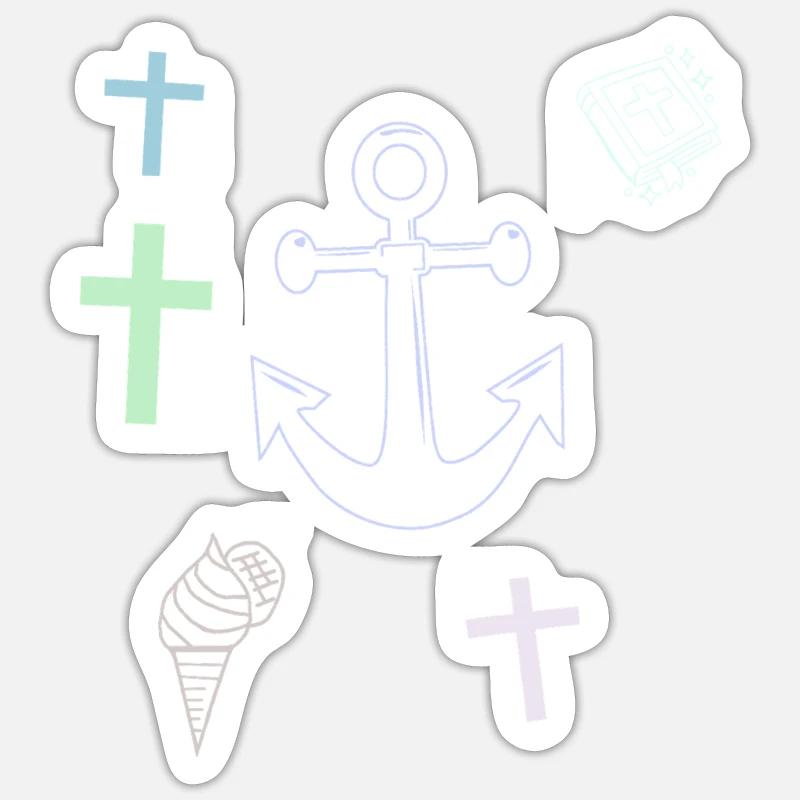  Anker Kreuz Eis maritim - Sticker taille S (10 x 10 cm) - blanc mat