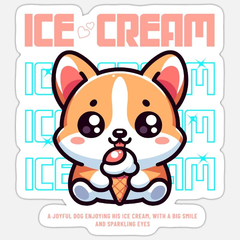 Petit chiot glace mignon Sticker taille S (10 x 10 cm)