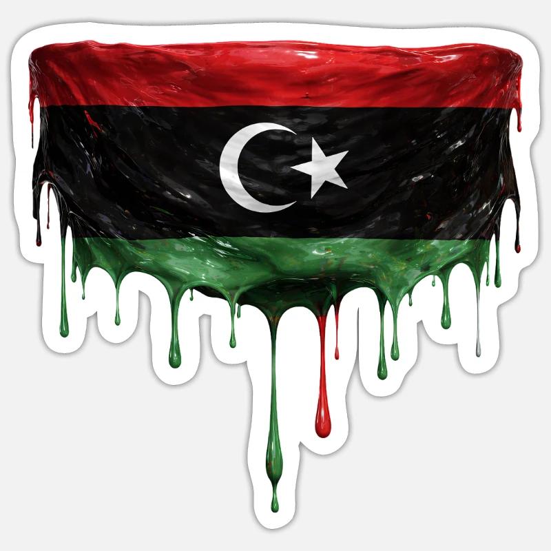Libya Flag Drop Design - Sticker size S (10 x 10 cm) - white matte