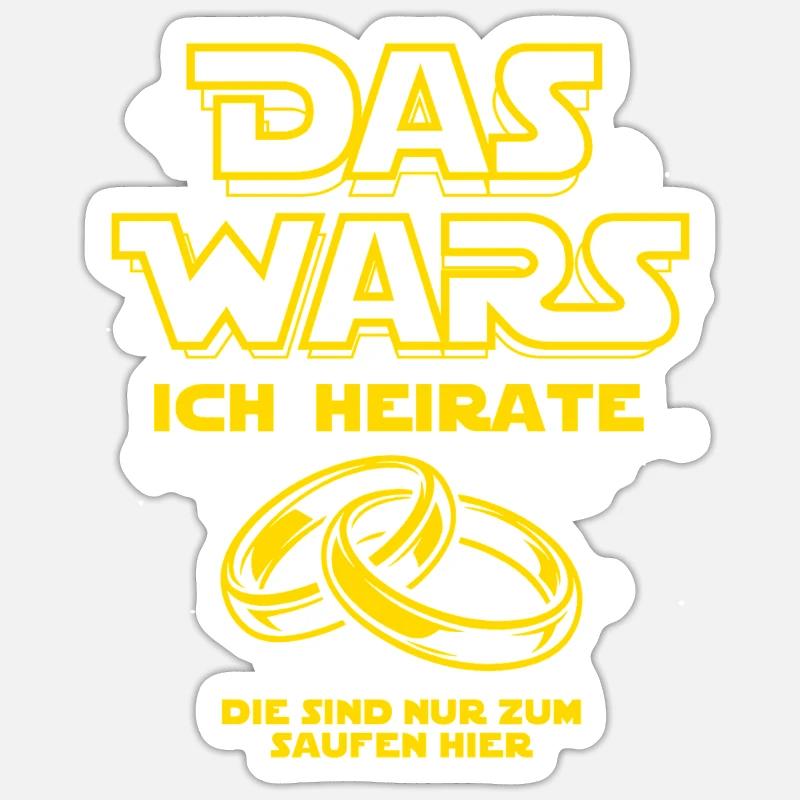 JGA Das Wars. Ich heirate - Eheringe Sticker Größe S (10 x 10 cm)