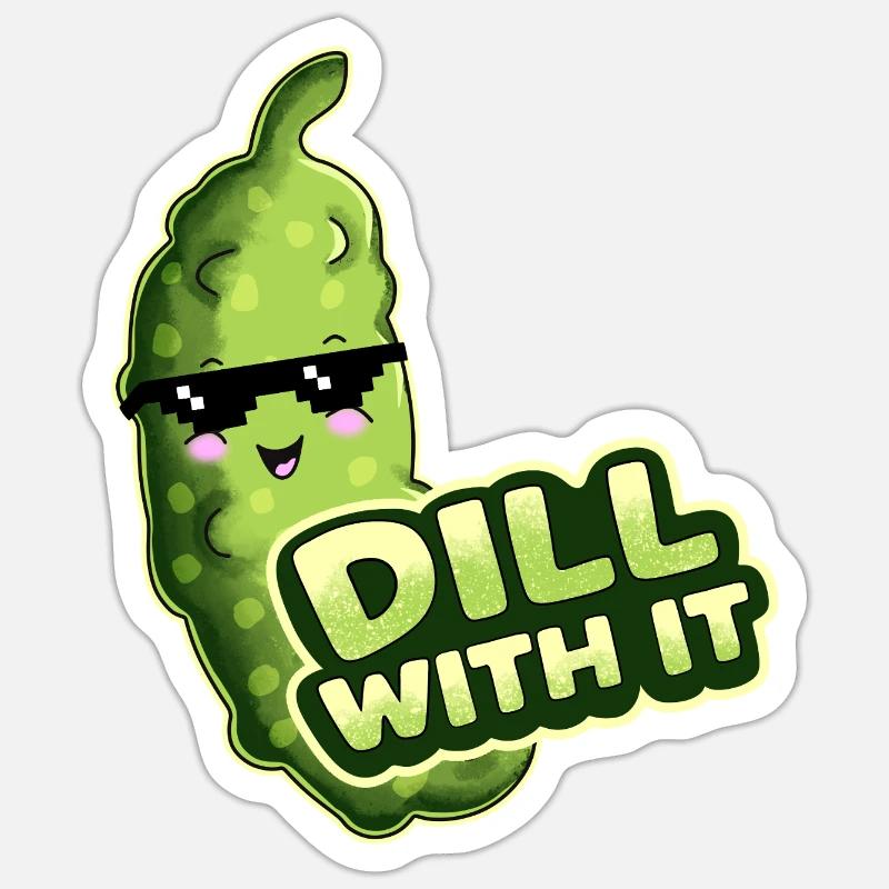 Dill With It Gurke - Sticker Größe S (10 x 10 cm) - Mattweiß