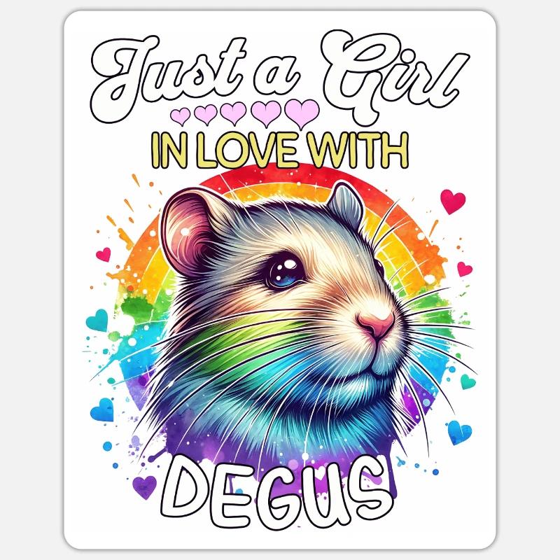 Degu Mädchen Degu - Sticker Größe S (10 x 10 cm) - Mattweiß