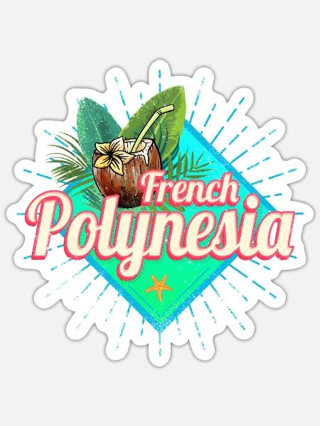 Französisch-Polynesien im Pazifik Insel Souvenir - Sticker Größe S (10 x 10 cm) - Mattweiß