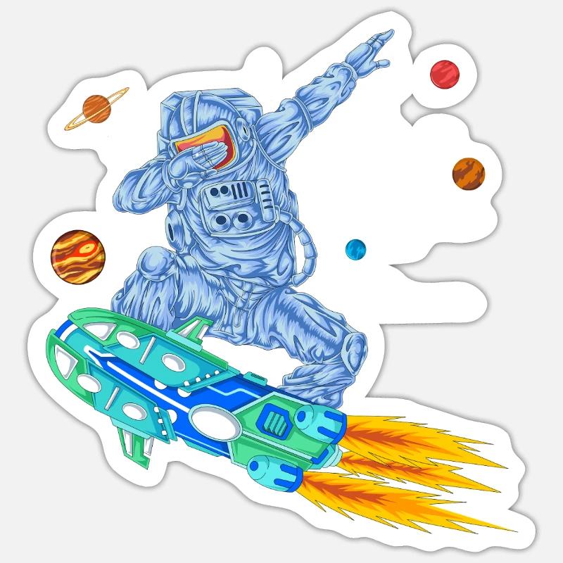 Astronaut Hoverboard Space Shirt - Sticker size S (10 x 10 cm) - white matte