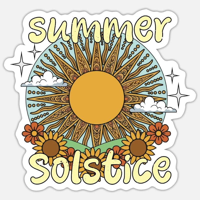 Litha Pagan Solstice d’été Midsommar - Sticker taille S (10 x 10 cm) - blanc mat