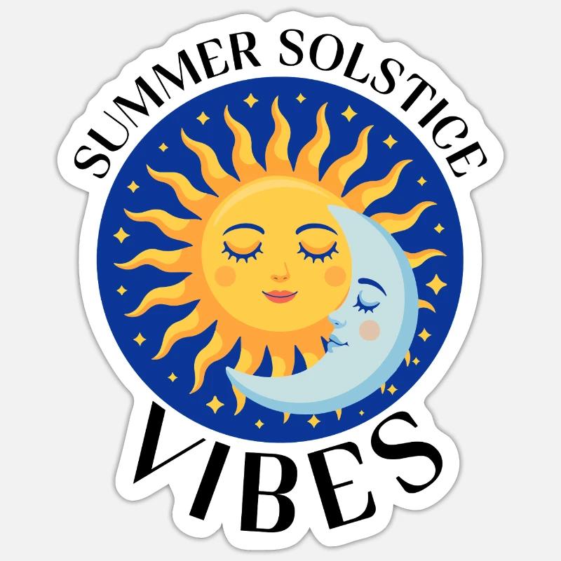 Litha Pagan Solstice d’été Midsommar - Sticker taille S (10 x 10 cm) - blanc mat