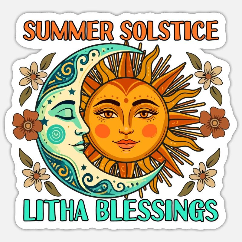 Litha Pagan Summer Solstice Midsummer Midsommar Sticker Größe S (10 x 10 cm)
