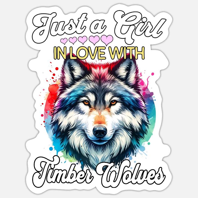 Grauwolf Mädchen Timber Wolf Sticker Größe S (10 x 10 cm)