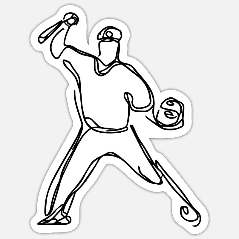 Dessin des joueurs de baseball - Sticker taille S (10 x 10 cm) - blanc mat