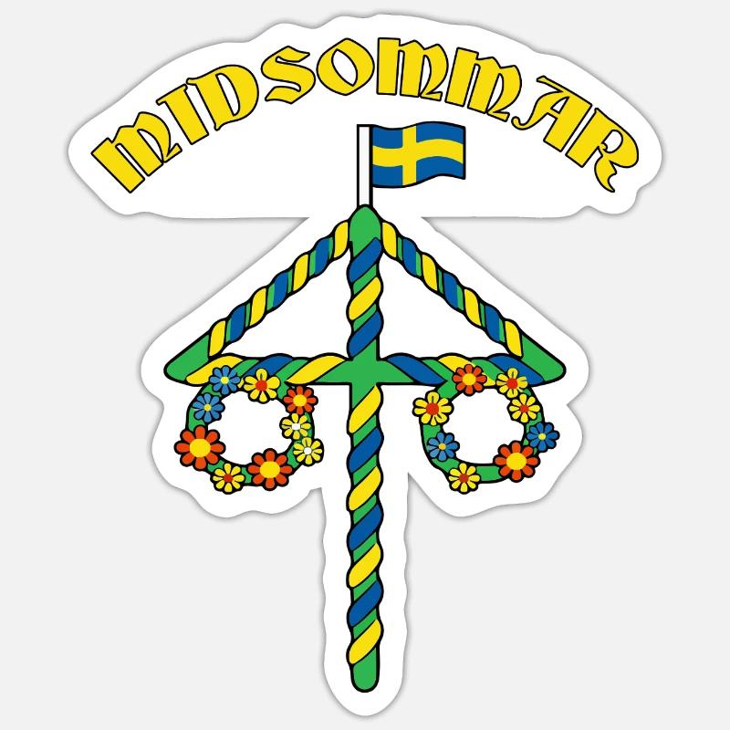 Litha Pagan Solstice d’été Midsommar - Sticker taille S (10 x 10 cm) - blanc mat