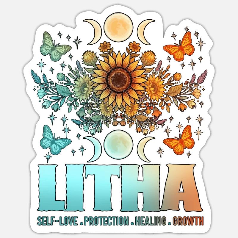 Litha Pagan Solstice d’été Midsommar - Sticker taille S (10 x 10 cm) - blanc mat