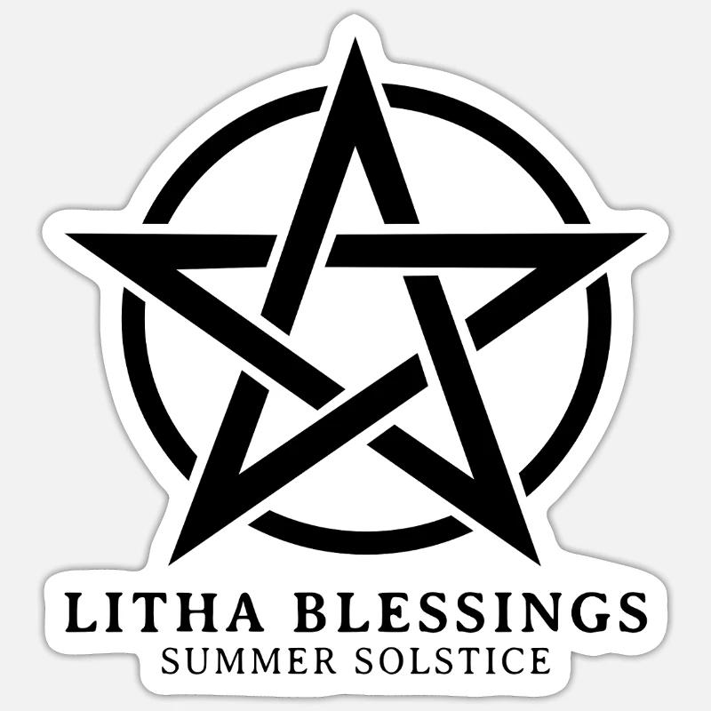 Litha Pagan Solstice d’été Midsommar - Sticker taille S (10 x 10 cm) - blanc mat