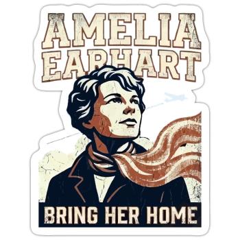 Amelia Earhart – Bring Her Home - Sticker size S (10 x 10 cm) - white matte - Front