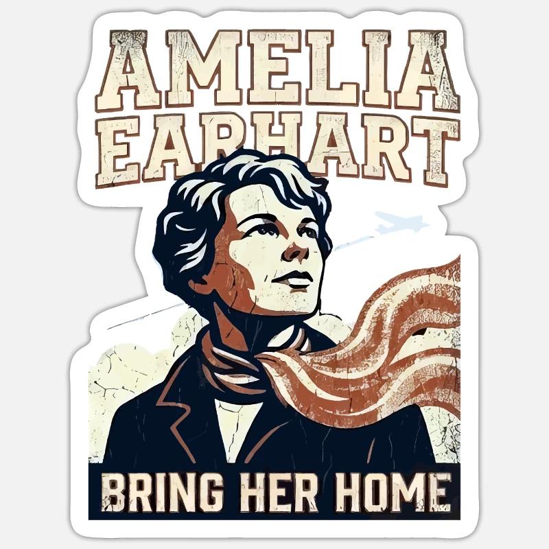 Amelia Earhart – Bring sie nach Hause - Sticker Größe S (10 x 10 cm) - Mattweiß