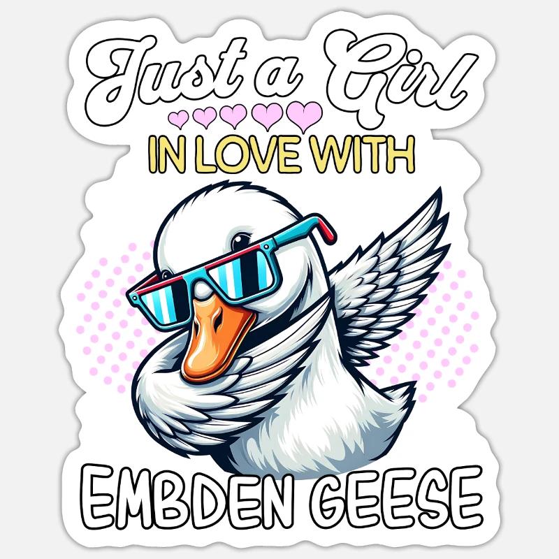 Emdengans Mädchen Embden Goose - Sticker Größe S (10 x 10 cm) - Mattweiß