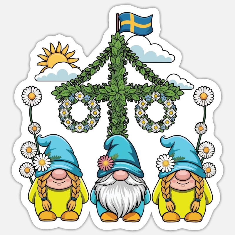 Litha Pagan Solstice d’été Midsommar - Sticker taille S (10 x 10 cm) - blanc mat