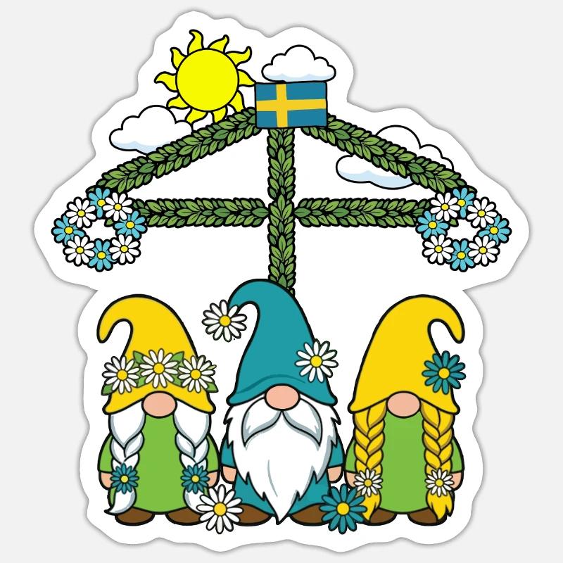 Litha Pagan Solstice d’été Midsommar - Sticker taille S (10 x 10 cm) - blanc mat