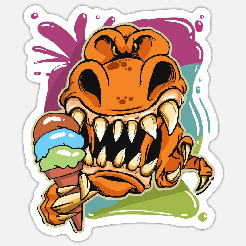 Aimer le dessin animé T-Rex - Sticker taille S (10 x 10 cm) - blanc mat
