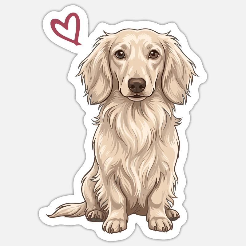 Teckel blanc, teckel blanc anglais - Sticker taille S (10 x 10 cm) - blanc mat