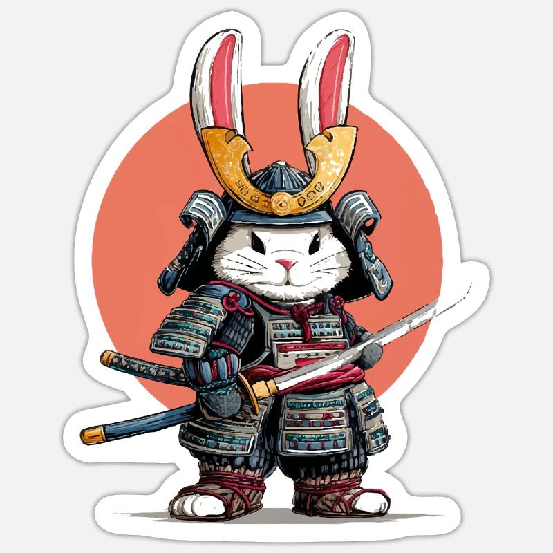 Hasen-Samurai-Krieger Sticker Größe S (10 x 10 cm)