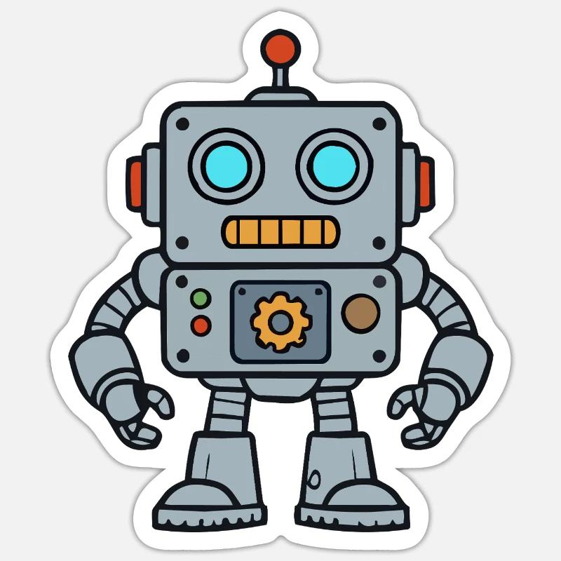 Retro Robot Pop Art - Sticker Größe S (10 x 10 cm) - Mattweiß