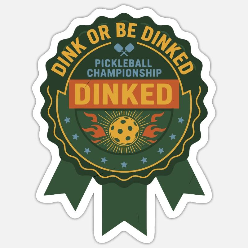 Pickleball-lustiger Spieler Dink Oder Werde Dinked - Sticker Größe S (10 x 10 cm) - Mattweiß