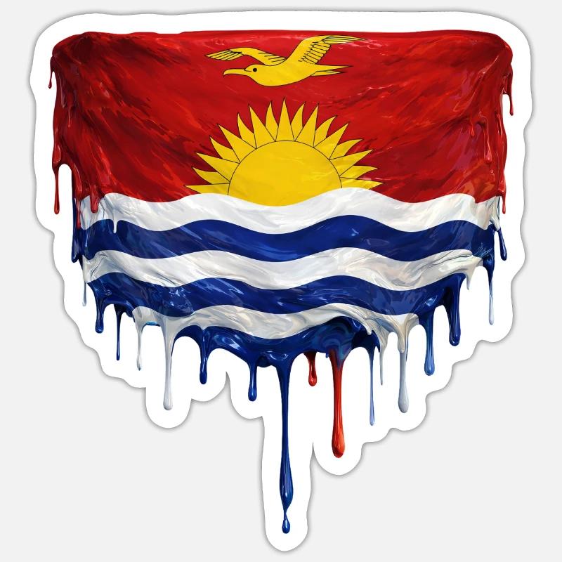 Drapeau de Kiribati dégoulinant Sticker taille S (10 x 10 cm)