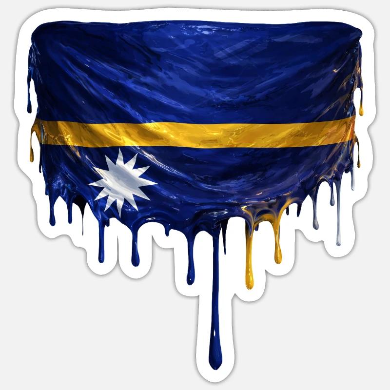 NauruFlag Drop Art - Sticker size S (10 x 10 cm) - white matte