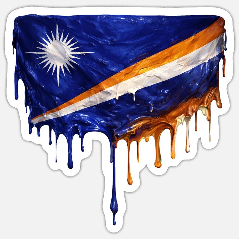 Drapeau dégoulinant des îles Marshall - Sticker taille S (10 x 10 cm) - blanc mat