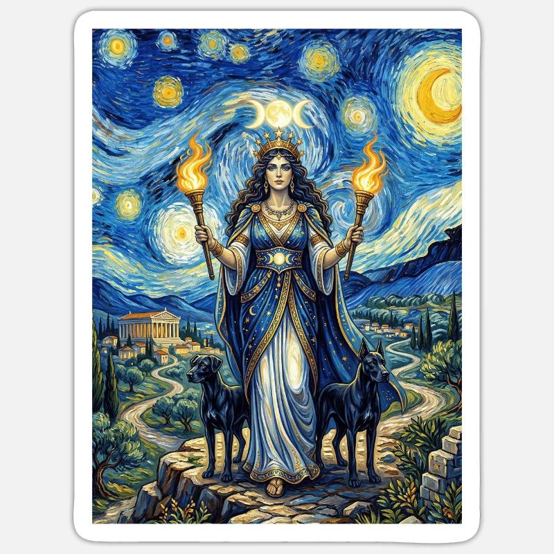 Hecate Starry Night - Sticker size S (10 x 10 cm) - white matte