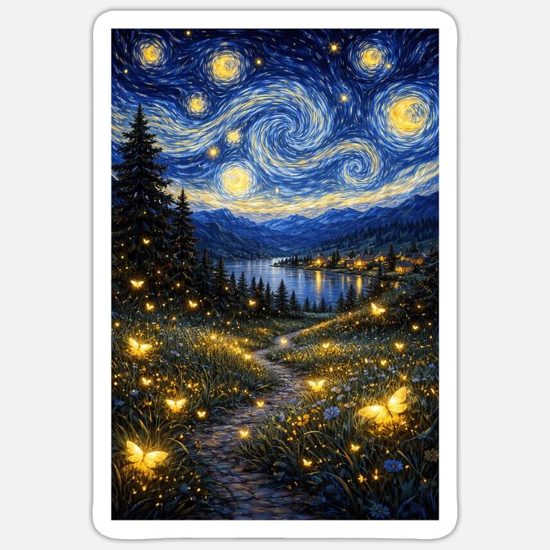Firefly Starry Night - Sticker size S (10 x 10 cm) - white matte
