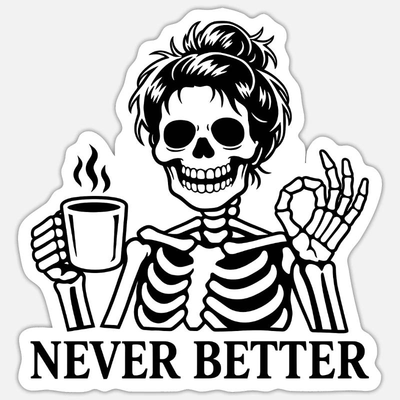 Coffee, coffee drinker, coffee drinker, funny - Sticker size S (10 x 10 cm) - white matte