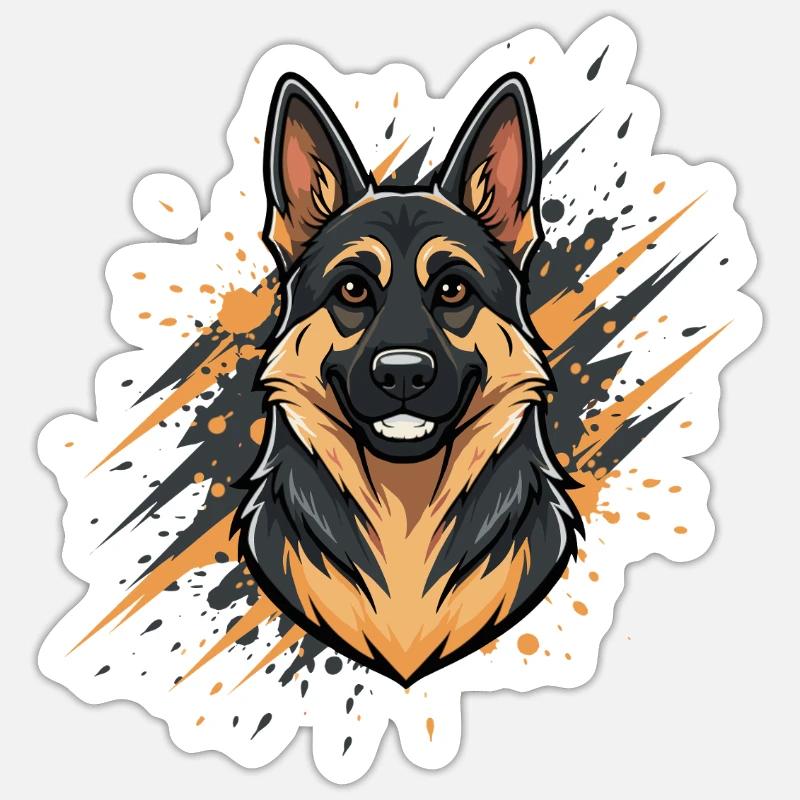 Schäferhund Kopf Spraykunst - Sticker Größe S (10 x 10 cm) - Mattweiß