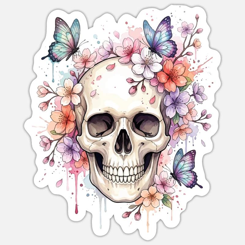 Sakura Cerisier Fleur - Sticker taille S (10 x 10 cm) - blanc mat