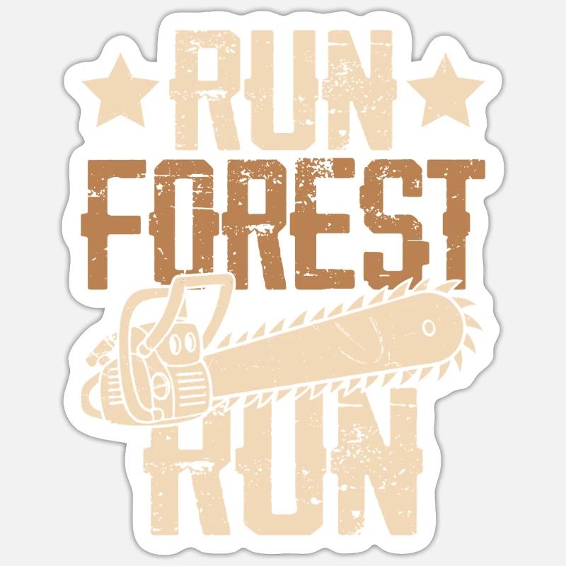 Forest Path Chainsaw Vintage Run Forest Run Sticker size S (10 x 10 cm)