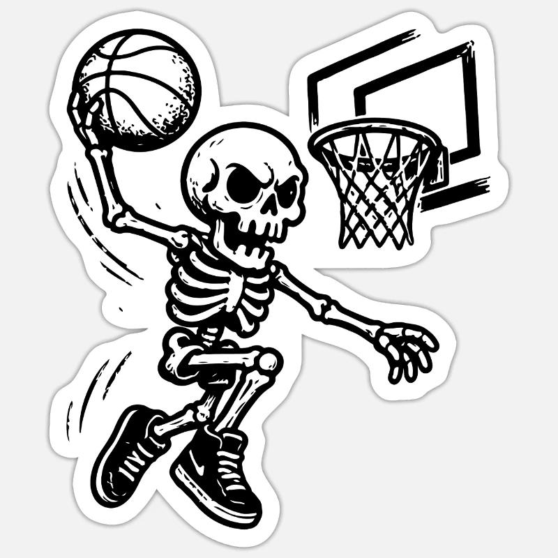 Dunking squelette de basket-ball - Sticker taille S (10 x 10 cm) - blanc mat