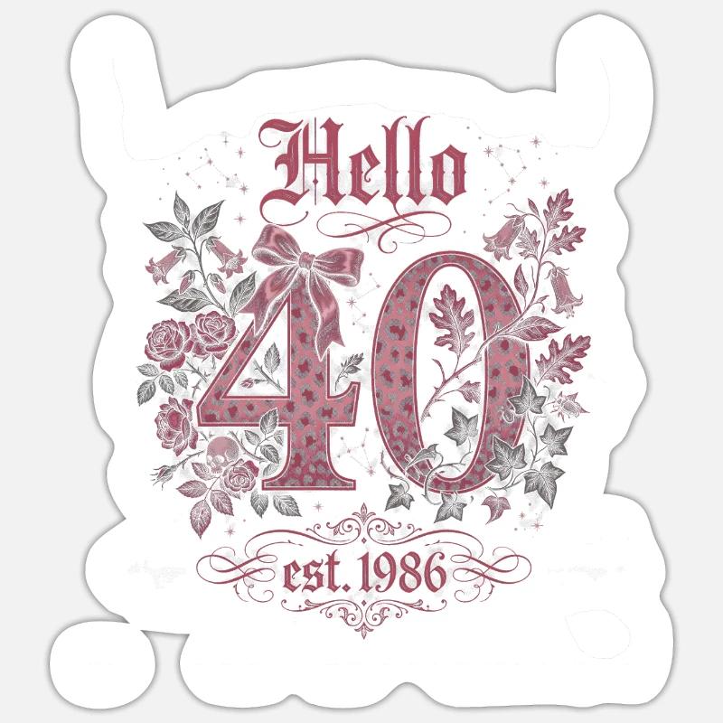 Hello 40 Leopard Pink Edition - Sticker size S (10 x 10 cm) - white matte