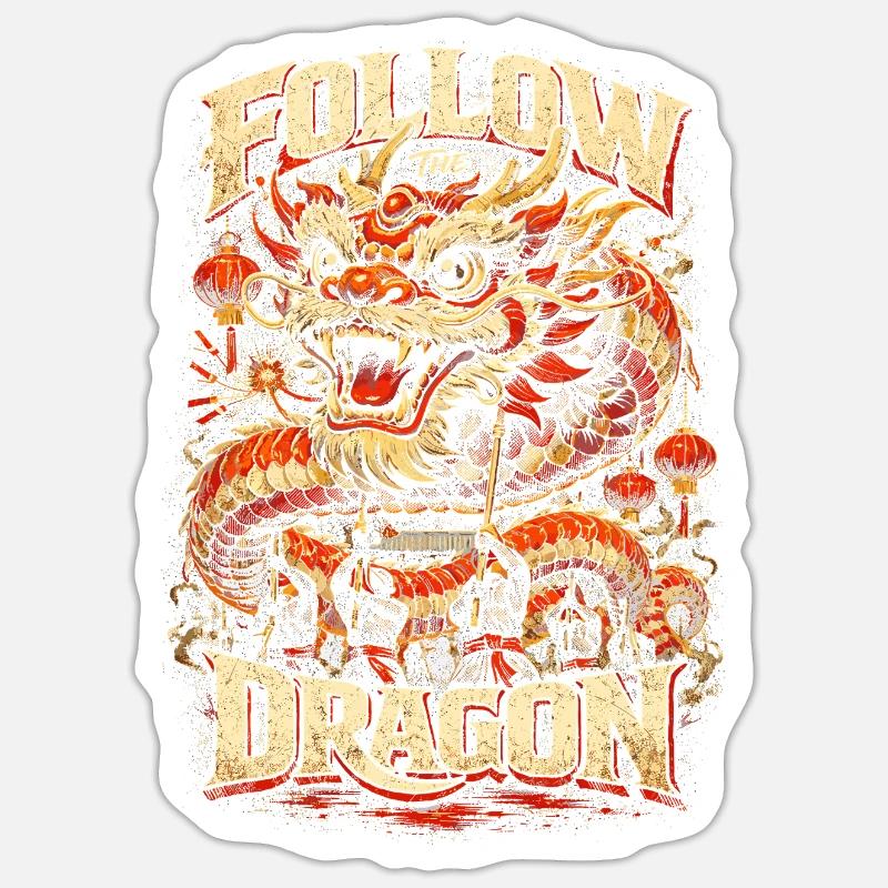 Danse du Dragon Drachentanz - Sticker taille S (10 x 10 cm) - blanc mat