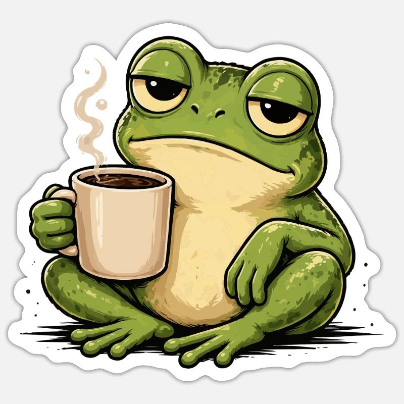 KaffeeFrosch Gemütlichkeit - Sticker taille S (10 x 10 cm) - blanc mat