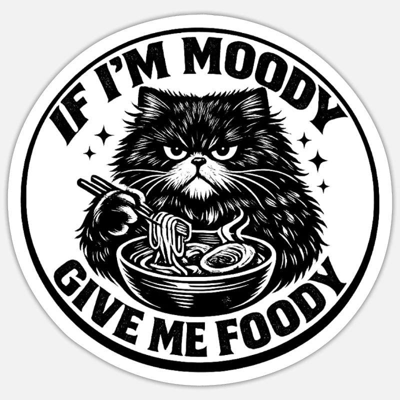 Grummelkat Ramen Bowl Grumpy Katze Launisch - Sticker size S (10 x 10 cm) - white matte