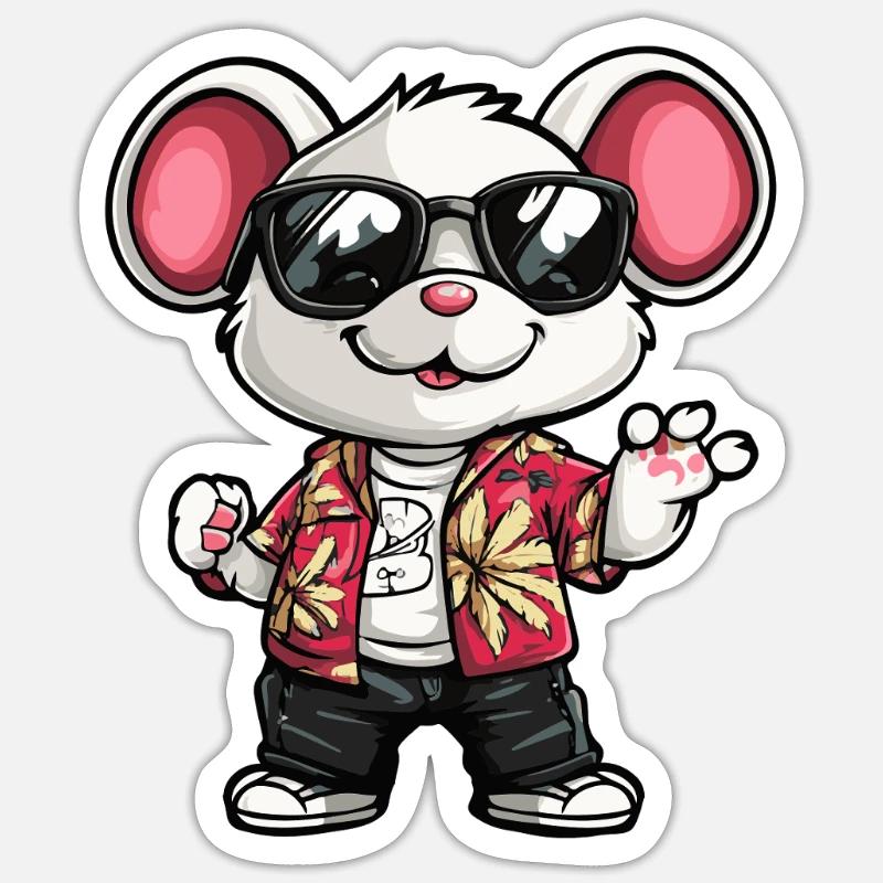 Maus Comic Urlaub - Sticker Größe S (10 x 10 cm) - Mattweiß