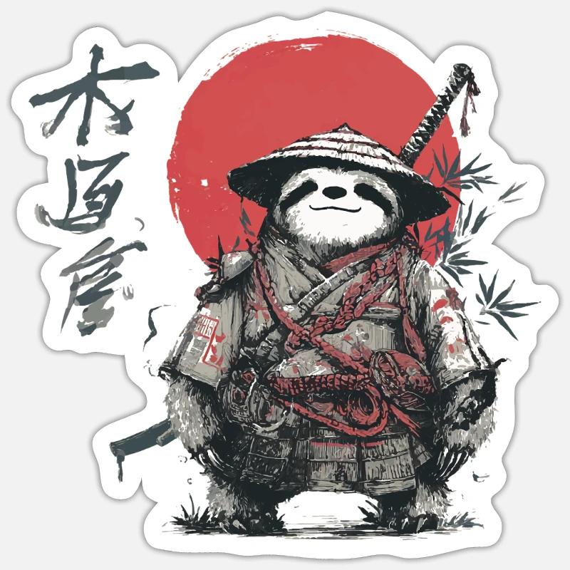 Sloth Samurai Under Red Sun - Sticker size S (10 x 10 cm) - white matte