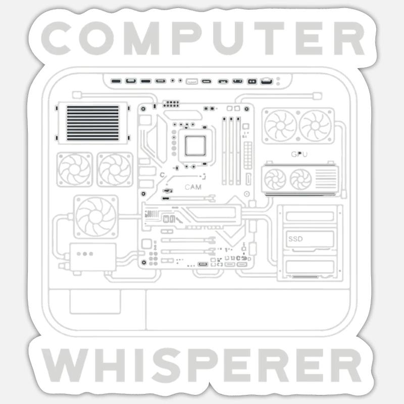 Computer Flüsterer Motherboard Hardware PC - Sticker Größe S (10 x 10 cm) - Mattweiß