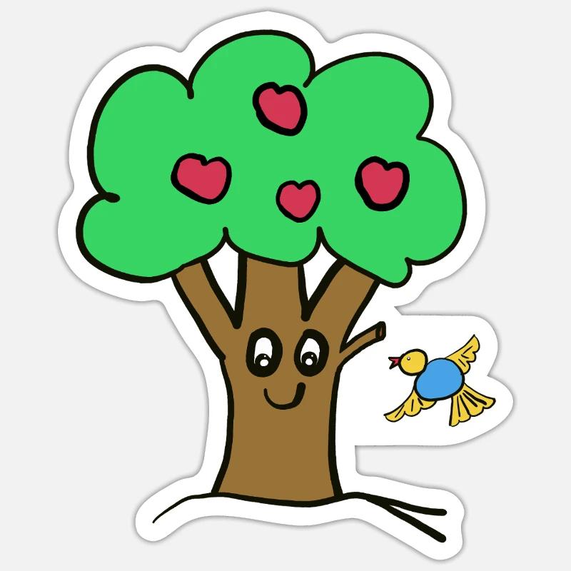 Apple Tree Tree Nature Bird - Sticker size S (10 x 10 cm) - white matte