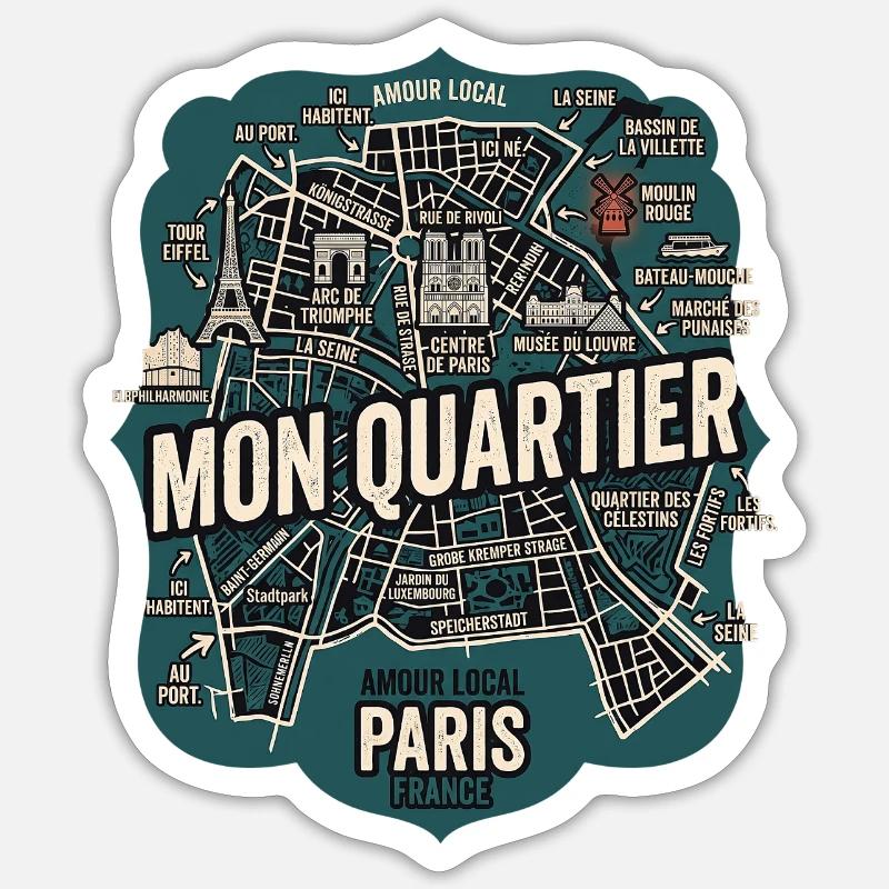 Mon Quartier - Sticker Größe S (10 x 10 cm) - Mattweiß
