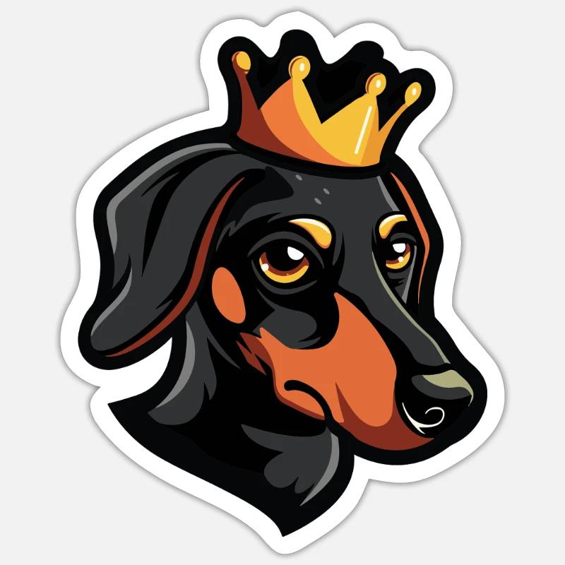 Couronne de teckel Teckel - Sticker taille S (10 x 10 cm) - blanc mat