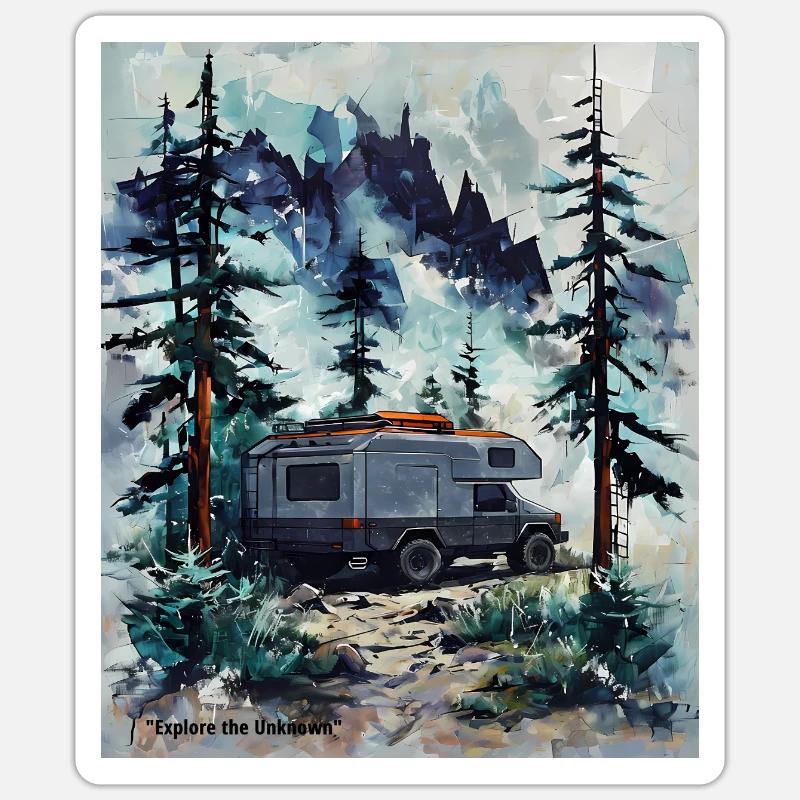 Explore the Unknown Forest Camper Sticker size S (10 x 10 cm)